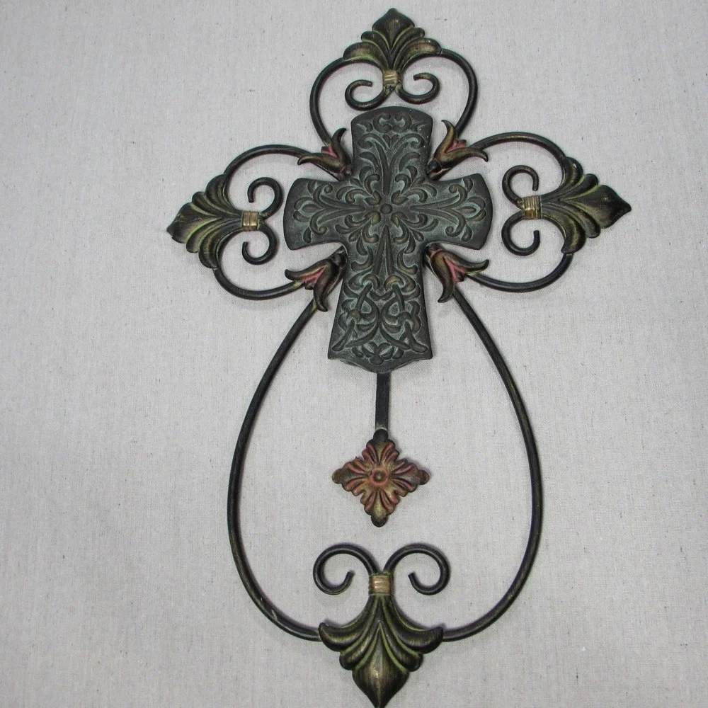 Metal Decorative Hanging Cross Wall Garden Door House Decor Rustic Large 24x16
